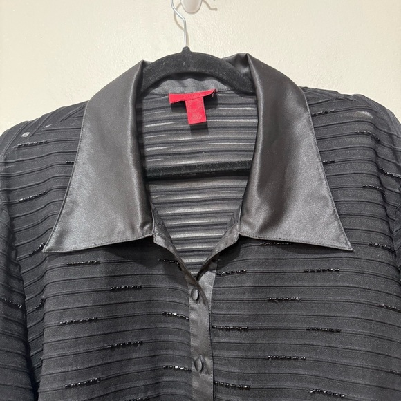 JS Collections black sheer button down 22W - Picture 3 of 9